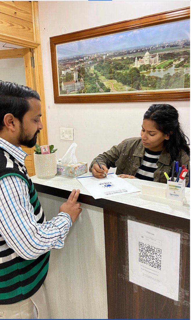 Reception desk at Theia Eye Care Clinic, Vasant Kunj
